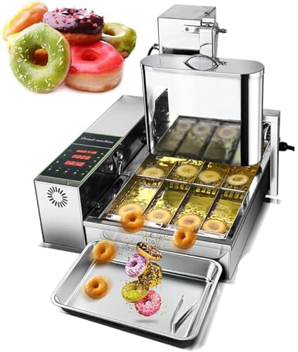 Macchina per ciambelle commerciale a 4 file, friggitrice automatica per snack e ciambelle con tramoggia da 5,5 l, spessore regolabile, pannello di controllo intelligente