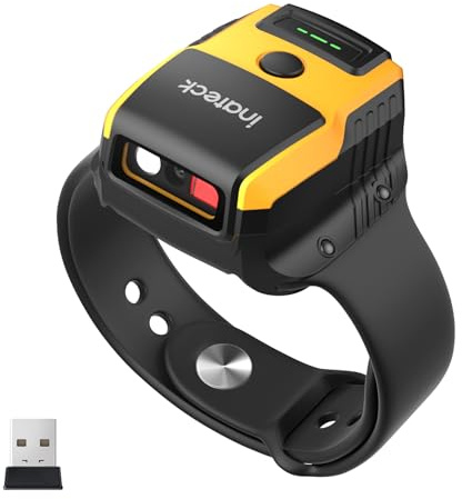 Inateck Barcode Scanner Kabellos 2D, Armbanduhr-Stil, QR Code Scanner Bluetooth, Ultraleichter, Sprachsteuerung, Typ-C Kabel & 2.4G Adapter Wireless, Kompatibel mit Windows/Android/macOS/iOS, Nano 370