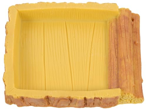 BETOOKY Cuenco de Agua para Reptiles en Resina, Cuenca de Baño para Tortugas y Lagartos, Color Amarillo Madera D, Plato de Alimentación para Terrarios y Hábitats de Mascotas Pequeñas
