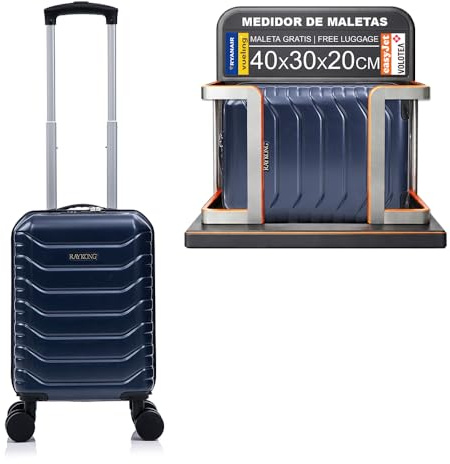 RAYKONG Maleta de Cabina ABS 40x30x20(24L)|Capacidad Maxima| Equipaje de Mano con Ruedas Desmontables para Ryanair | Vueling | EasyJet - AzulMarino