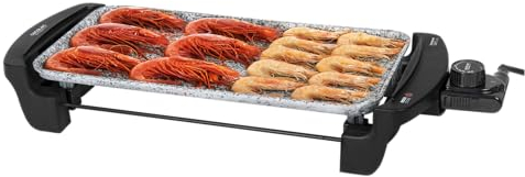 Cecotec Plancha eléctrica Rock&Water 2000. Revestimiento piedra RockStone, termostato regulable, apta para lavavajillas, 40X20