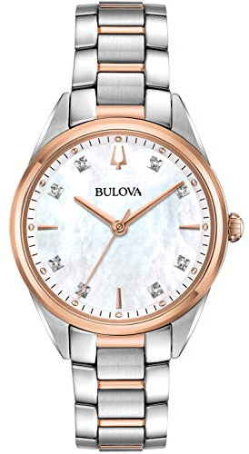Bulova Damen Analog Quarz Uhr mit Edelstahl Armband 98P183