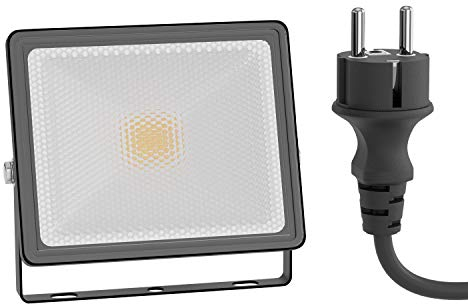 ledscom.de LED Gartenstrahler FLIN für außen, IP66, Stecker, schwarz, 11,5 W, 837lm, warmweiß