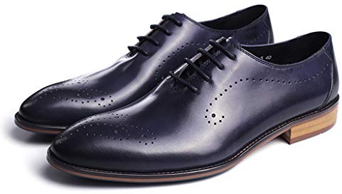 Zapatos vestir para hombres,Zapatos cuero de negocios de oficina de trabajo Calzado Brock formal para banquetes de fiesta transpirable,Blue- 42/UK 8/US 8.5
