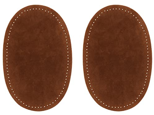 ZUPAYIPA 2Pcs Sew-On Fabric Oval Elbow Knee Patches Sweater Trousers Repair Patches Craft Supply Sewing Appliques (Suede Fabric,Brown)