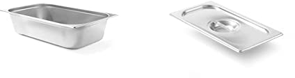 Hendi 800157 Gastronormbehälter, 28L, GN 1/1, 530x325x(H) 200mm & Gastronorm Deckel, für Gastronormbehälter, Temperaturbeständig von -40° bis 300°C, Stapelbar, GN 1/3, 325x176mm, Edelstahl, 806845