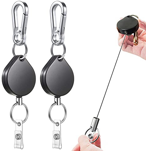 AAOCLO 2PCS Porte-Clés Extensible Carte D'identité Étudiant Porte Clef Porte Badge Retractable Porte Clé Tour de Cou Badge