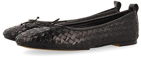 Ballerines couleur noire en peau tressée pour femme thisted