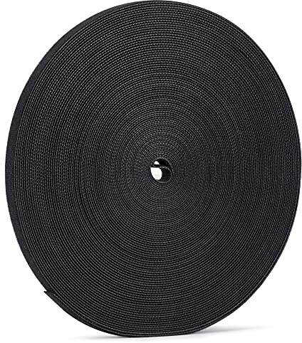 1/2 inch Reusable Fastening Tape Cable Ties Double Sided Hook-and-Loop Cable Management Tape (Black 25 Yards)