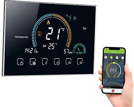 Matybobe Thermostat Floor Heating, Thermostat Heater Programmable Touch Screen LCD, Wi-Fi Smart for Water Heater Thermoregulator with Backlight 95-240V