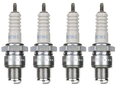 4x Zündkerze BR7HS – passend für Honda MB MT 50 S, MBK Booster, Peugeot Ludix Speedfight 3/4, Malaguti F12 100, Aprilia Amico/SR, Benelli 491, Beta Ark – Zündkerzen Set für Roller Motorrad 50ccm 2T
