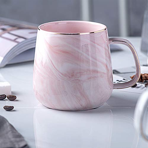 COVPAW Tasse à café, tasse à thé, cruches, tasse en porcelaine, céramique, rose, motif marbré, avec bord doré, pour bureau, maison, cadeau, etc. (rose)
