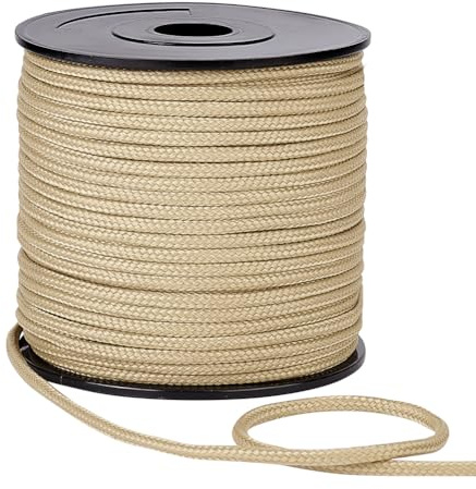 PH PandaHall Corda In Nylon Intrecciata Da 54.68 iarda (50m), Sostituzione Del Cavo per Campanello A Vento con Corda per Persiane Dorate Da 3mm per Lavori Manuali, Progetti Fai Da Te