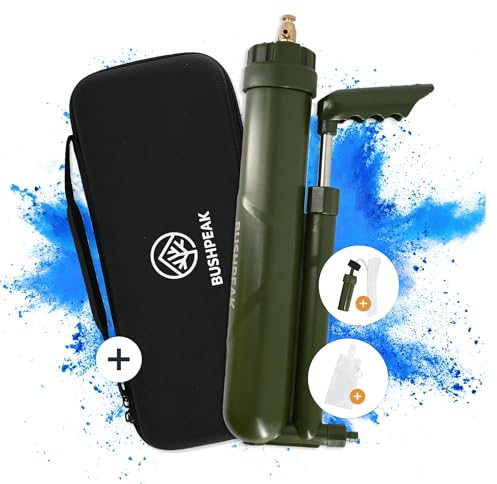 Bushpeak Wasserfilter Outdoor Pumpe Osmose mit 8000 Liter Filterkapazität inklusive Transporttasche und Trinkbeutel