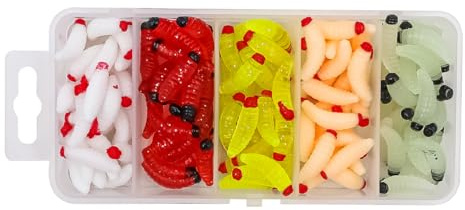 Hsthe Sea 125 Piezas Cebo Artificial para Lombrices, Cebo Artificial para Lombrices, Cebo para Pesca con Lombrices, Cebo para Pesca para Agua de Mar, Agua Dulce y Diversos entornos de Pesca