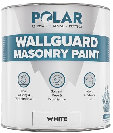 Polar Wallguard White Masonry Paint Exterior - 500 ml | Waterproof Coating for Brick, Concrete, Stone, Pebbledash, and Ironwork | High Durability and Superior Protection for Exterior Walls
