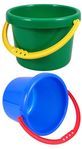 HEMOTON Sandspielzeug Set Mit Tasche 2 Stück Bunte Kinder Eimer Für Strand Und Sandkasten 19X6.5X4.7 Zoll Plastik Eimer Für Kleinkinder Outdoor Spielen