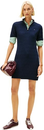 Tommy Hilfiger Co Cable Mid GG Shift MK Dress Ww0ww48444 Vestido Tipo suéter Mujer (Pack de 1)