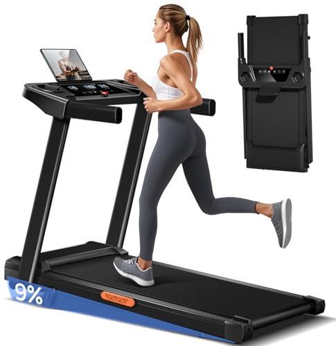 LONTEK Laufband für Zuhause Klappbar mit Steigung 9%, Laufbänder 12KM/H, Treadmill for Home mit 3,0-PS-Motor und LED-Anzeige, Max Belastung 136KG