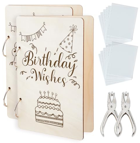 SUPERDANT 2 Pack Birthday Greeting Card Organizer Birthday Cake Gift Card Holder Cards Keeper Storage Keepsake Book Binder Post Cards Album Holder with 2 Punch 40pcs Inner Pockets Christmas Gifts