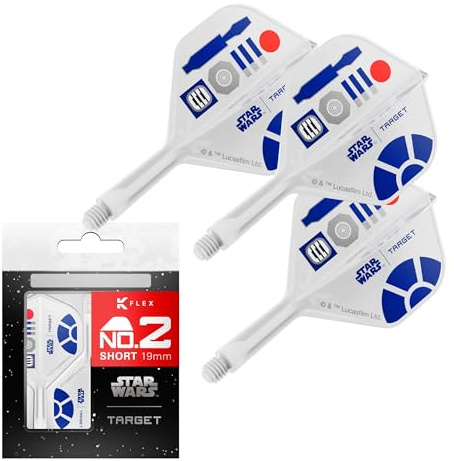 Target Darts Star Wars R2-D2 K Flex Alette e Aste Integrate per Freccette | R2D2 Confezione da 3 K-Flex, N. 2 | Disney K-Flex Accessori, Corto (19mm)