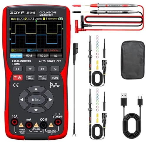 703S 3 en 1 osciloscopio manual multímetro DDS generador de ancho de banda de doble canal 50 MHz, osciloscopio profesional de alta frecuencia de muestreo de 280 MSa/s, multímetro digital de recuento