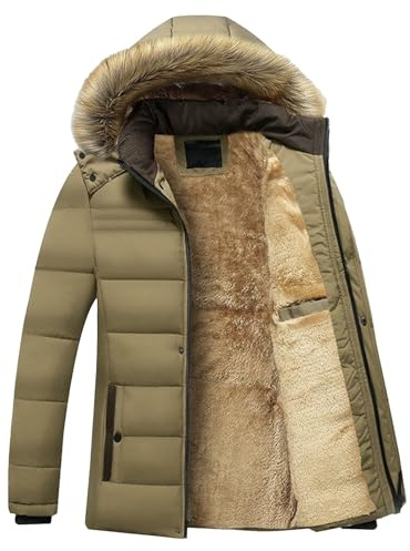 Herr fuskpäls huva varm vinterjacka fleece fodrad päls huvtröja parkas rock män vattenavvisande vindtät jacka
