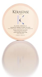 Kérastase, Gloss Absolu, Maschera per Capelli Spessi Tendenti al Crespo, Con Acido Glicolico, Acido Ialuronico e Olio di Rosa Canina, Masque Creme Hydra-Glaze, Formato Viaggio, 75 ml