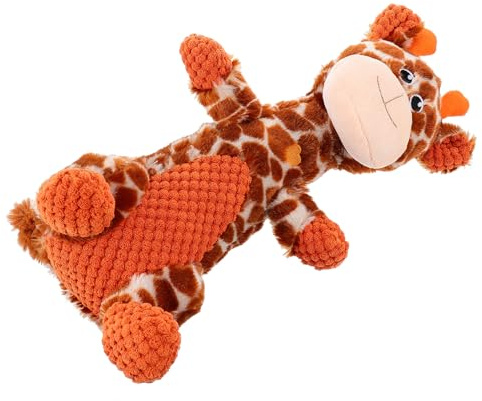 ibasenice Mâcher pour Chien et Chiot en Peluche Girafe Couinement, Sonore pour Animaux de Compagnie, Peluche pour Petit et Moyen Chien, Aide la Dentition et Divertissement