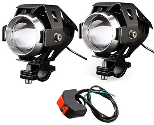 HANEU Faro de motocicleta 2 piezas 125W 3000LM CREE U5 LED Faros antiniebla con interruptor universal de 3 botones
