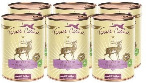 Terra Canis Gibier, potiron & airelles - Nourriture Humide Classique, 6x400g I Aliment pour Chiens 1re qualité 100% aux Standards de l’Alimentation Humaine I Riche & sain I sans céréales & Gluten
