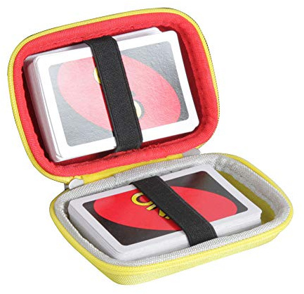 Hermitshell Custodia rigida da viaggio per Mattel UNO Classic gioco di carte – carte non incluse, Rosso e giallo., Simple o sleek