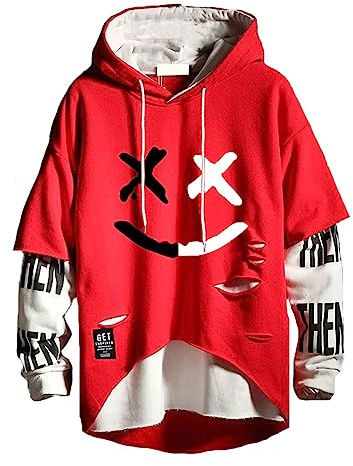 Hello MrLin Techwear Uomo Hip Hop Felpa con Cappuccio Giapponese Streetwear Patchwork Urban Hoodie