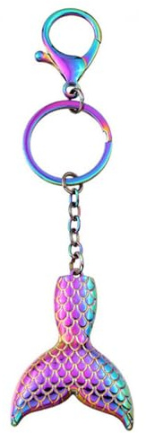 SOIMISS Porte- Clés de La Queue de Sirène Pince de Poisson Porte- Clés en Métal Porte- Clés Smoking Mermaid Key Bague Bague à Main pour Enfants D' Anniversaire de Petite Amie