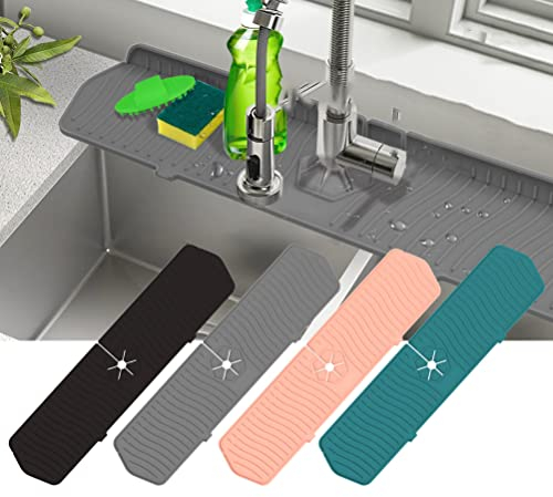 Tixiyu 1 vassoio raccogli gocce in silicone per lavello da cucina, tappetino assorbente per lavello, tappetino per lavello da cucina, tappetino per bagno, fattoria, camper, accessori per lavello da