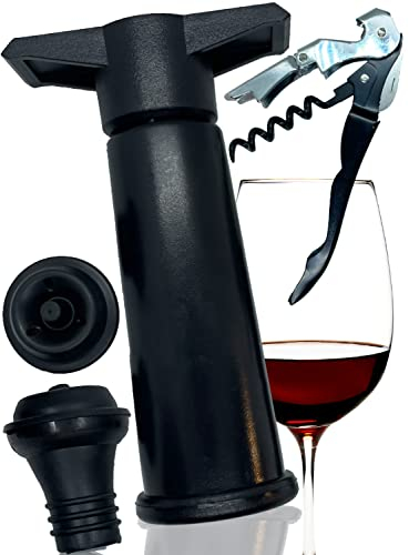SANKRO Set pompa vuoto - tappi bottiglie vino - tappi bottiglie vino - tappo vino - tappi vino sottovuoto - tappo bottiglia vino - tappo sottovuoto per vino - kit vino