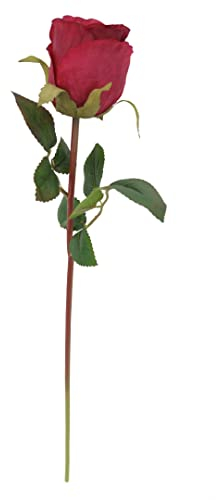 2474U Kunst-Stielblume Rose Dunkelpink ca. 50 cm naturgetreue Bluete Seidenblume