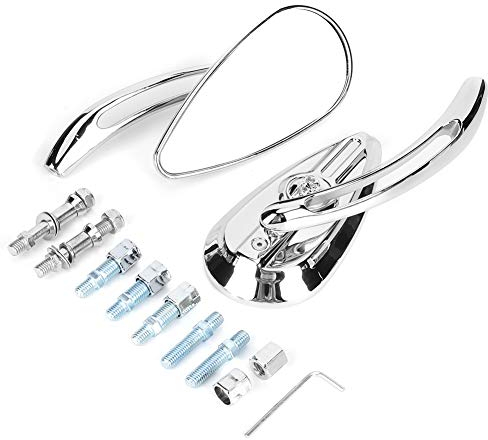 Motorrad-Spiegel, 8 Mm 10 Mm Konvexer Motorrad-Rückspiegel, Verchromter Motorrad-Rückspiegel Totenkopf-Lenker-Reflektor