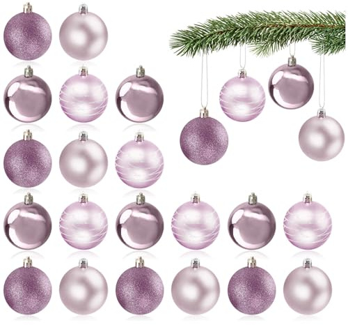 COM-FOUR® 24x Bolas de árbol de Navidad - Bolas de plástico para árboles de Navidad para Navidad - Adornos para el árbol de Navidad - Adornos para árboles de Navidad - Bolas de plástico