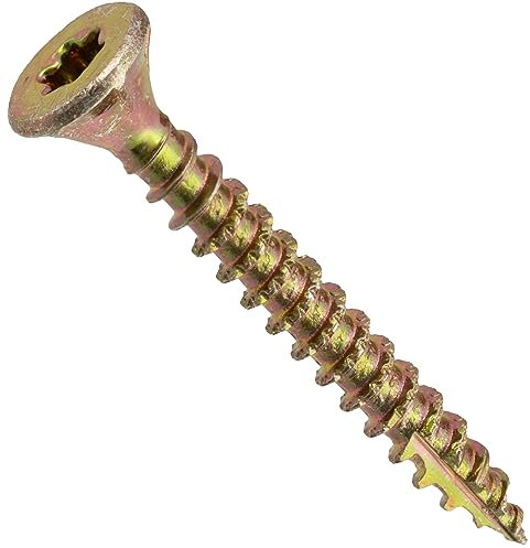 AERZETIX - C69075 - Set di 100 Viti per legno Ø3x25mm a testa fresata - con impronta stella T10 - in acciaio zincato - carpenteria compensato truciolare melaminico terrazza pannelli trave