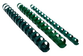 Plastikbinderücken, PVC, 10 mm, 14 Ringe, A5, Grün, 50 Stück