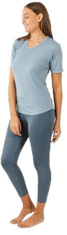 TRAMAS+ Conjunto Deportivo Mujer, Chándal de dos piezas con camiseta de manga corta y legging largo, Ropa cómoda para Fitness y Gimnasio - (Indigo Claro/Oscuro, S)