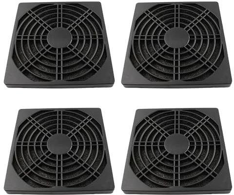 Adyoney 4 st 120 mm svart fyrkantig plast kylfläkt filterskydd | Dammskärm för filterfläktchassi, för PC-datorfodral, serverfodral, nätdesign för effektivt dammskydd
