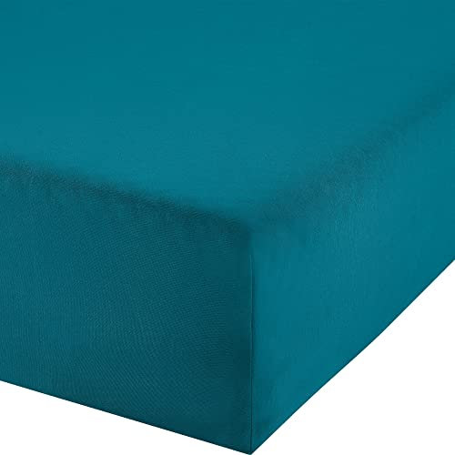 Erwin Müller Boxspringbett-Spannbettlaken Freising Elasthan-Jersey-Stretch - Petrol Größe 90x190 cm - 100x220 cm - dehnbar, antipilling, bügelfrei, Rundumgummi