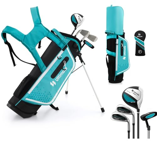 LIFEZEAL Golf Set für Kinder von 5-7 Jahren, Golfschläger komplett mit wasserdichter Tragetasche & Schläger, Golf Training mit Holz 3, Eisen 7, S und Putter (Blau)