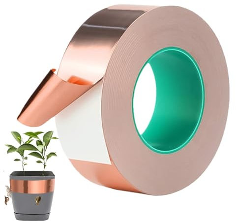 Fmzrbnih Nastro in lamina di rame – Nastro adesivo in rame per schermatura conduttiva, nastro conduttivo in rame per riparazione, lumache in rame, protezioni per piante in vaso