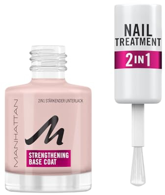 Manhattan Nail Treatment 2in1 Strengthening Base Coat, transparenter Nagellack zur Kräftigung der Nägel, 12 ml