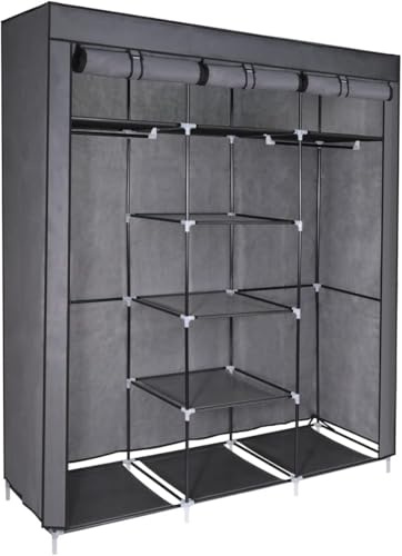 Emilio Fernández Armario Organizador de Ropa Plegable Modular con Tela, 175 x 150 x 45 cm (Gris)