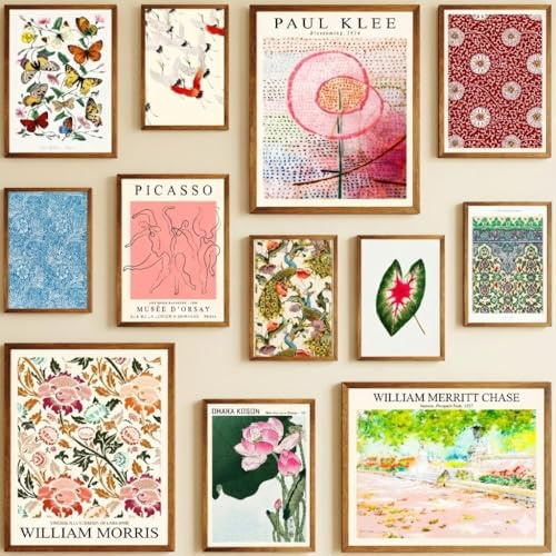 LANCHI95 12 Pcs Unframed Eclectic Museum Gallery Art - Boho Wall Decor