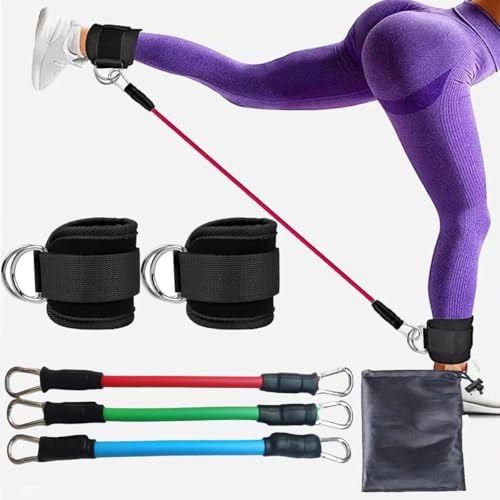 Bandas de resistencia de tobillo con puños, bandas de tobillo para ejercicio, equipo de ejercicio de entrenamiento de cadera de reembolso, bandas de ejercicio de levantamiento de piernas y cadera